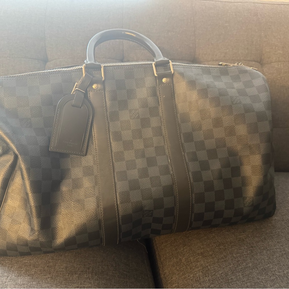 Louis Vuitton Black Checkered Duffel Bag